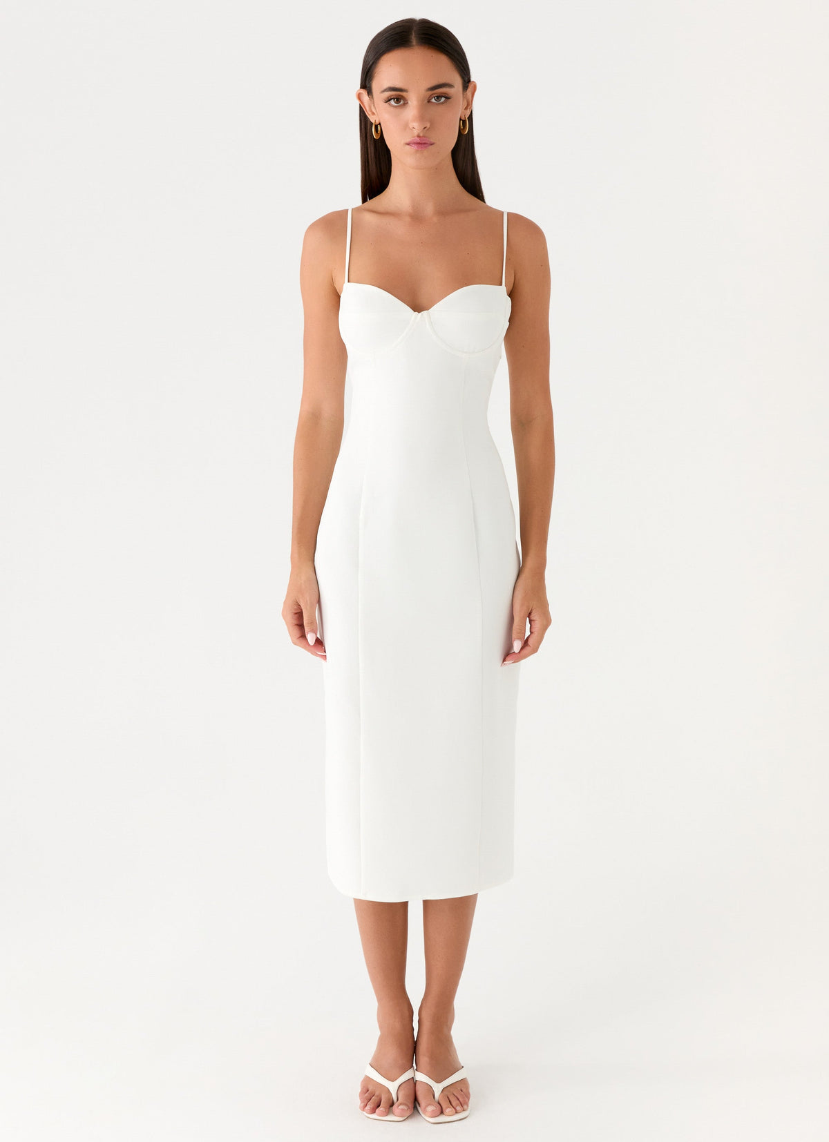 Asling Bustier Midi Dress - White
