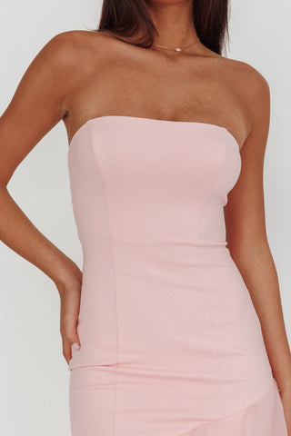 Kioto Strapless Organza Trim Maxi Dress Blush