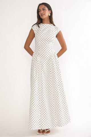 Lynnie Cap Sleeve Maxi Dress Polka Dot