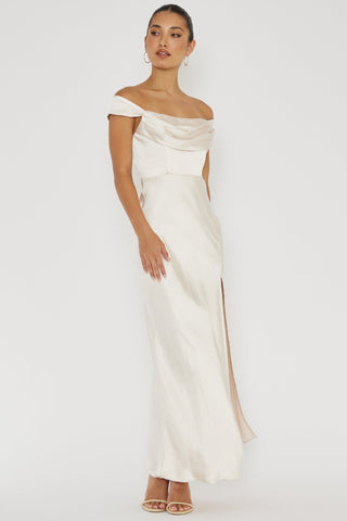 Lucinda Off-Shoulder V-Back Dress Champagne