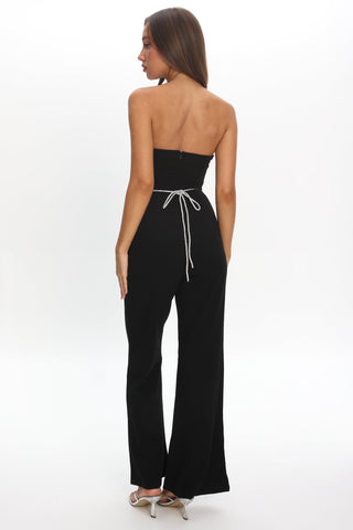 Nohemi Strapless Diamante Jumpsuit Black