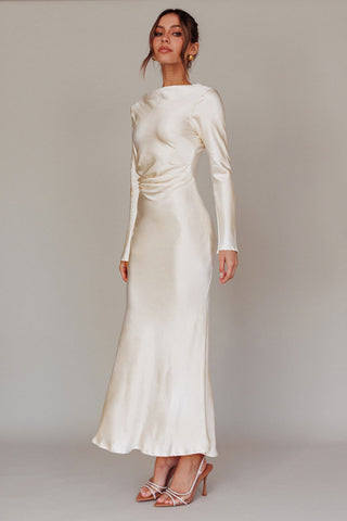 Loveland Cowl Back Midi Dress Oyster
