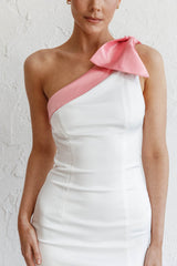 Sweetest Thing One-Shoulder Bow Maxi Dress White