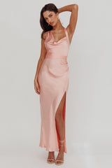 Midnight Sun Asymmetrical Strap Maxi Dress Apricot