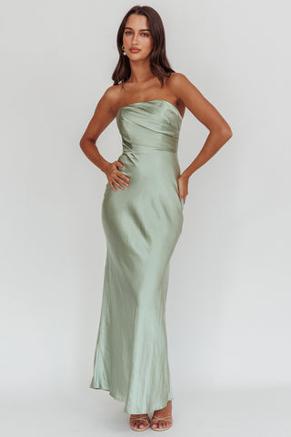 City Of Stars Strapless Maxi Dress Pistachio