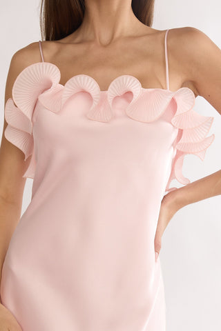 Okay. Cupid Low Back Ruffle Trim Maxi Dress Pink