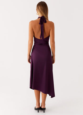 Casta Halterneck Midi Dress - Plum
