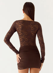 Consie Long Sleeve Mini Dress - Chocolate