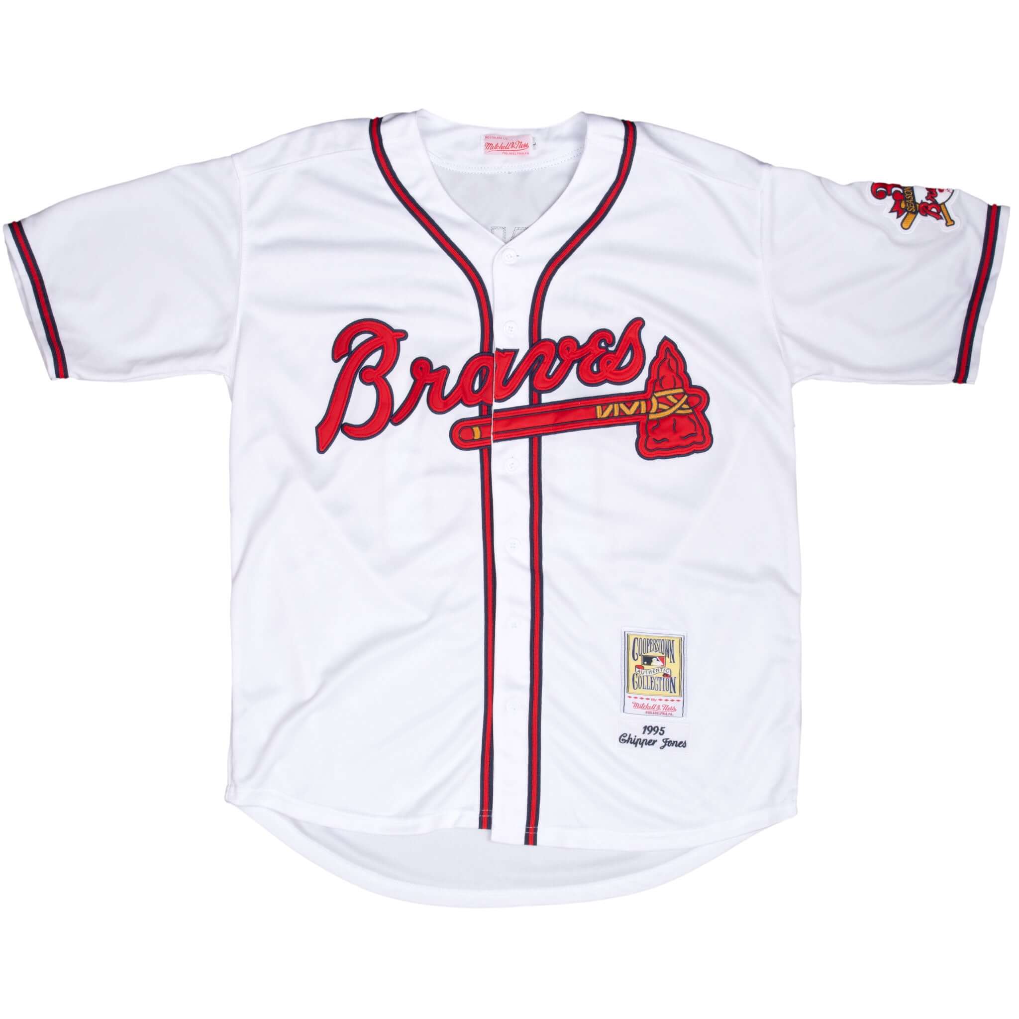 VINTAGE MLB ATLANTA BRAVES CHIPPER JONES #10 MITCHELL & NESS JERSEY 1995 LARGE