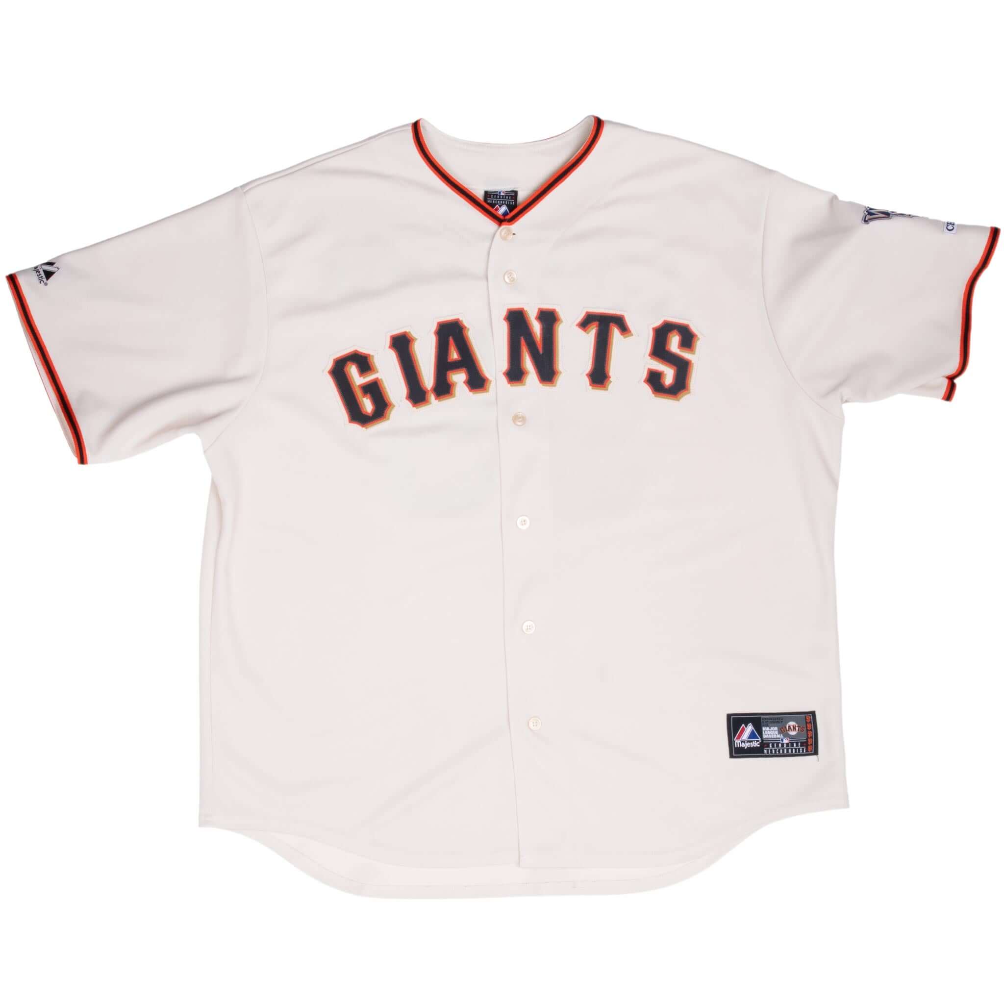 VINTAGE MLB SAN FRANCISCO GIANTS WORLD SERIES 2010 MAJESTIC JERSEY 2XL MADE IN USA
