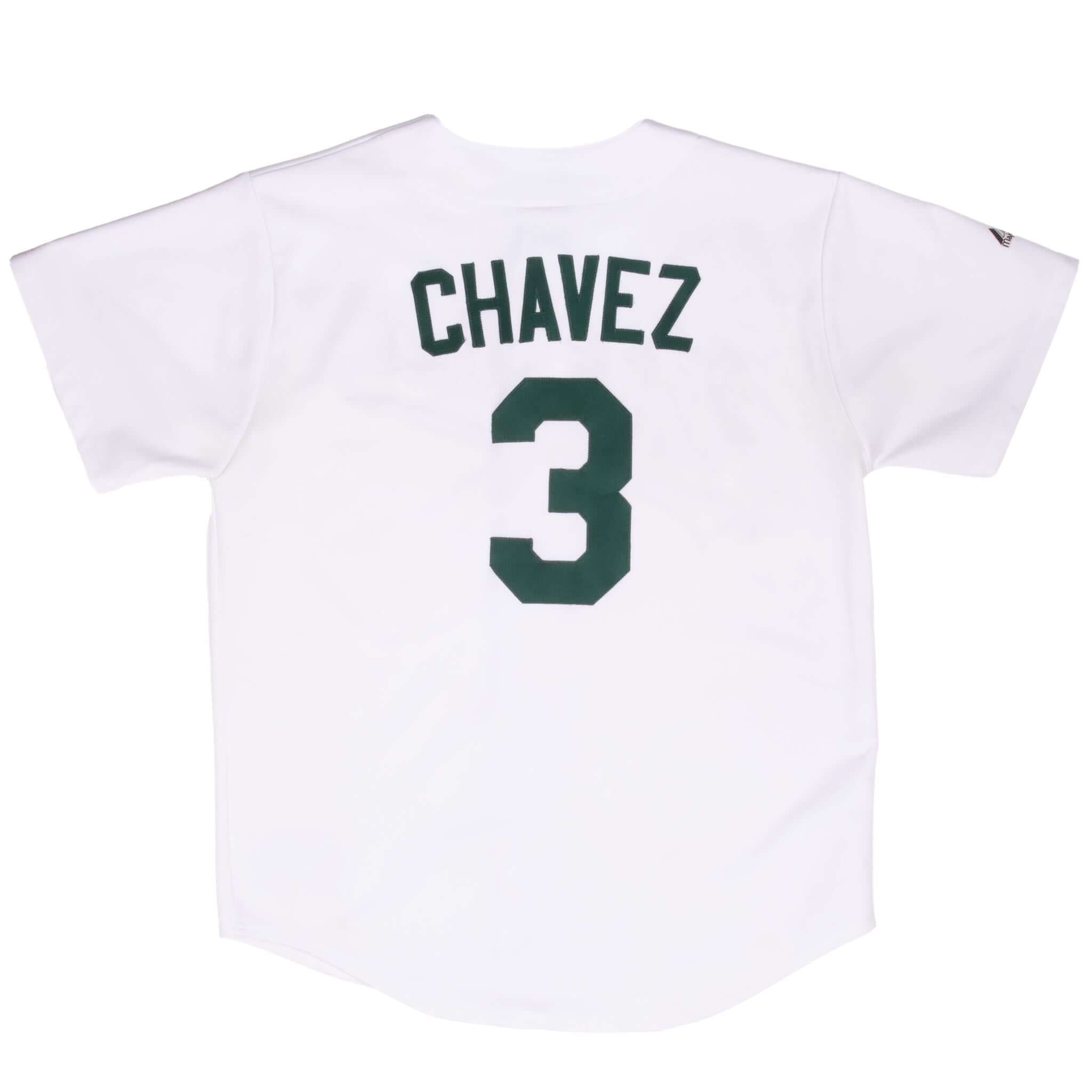 VINTAGE MLB OAKLAND ATHLETICS ERIC CHAVEZ #2 MAJESTIC JERSEY 2000S LARGE
