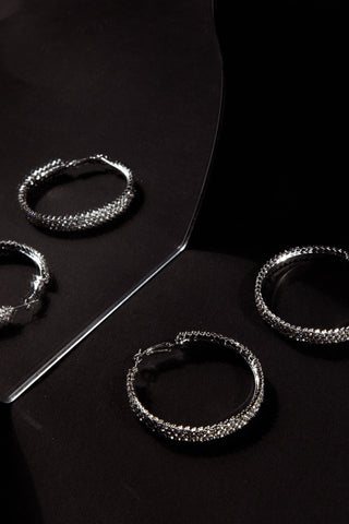 Maddy Diamante Hoop Earrings Silver