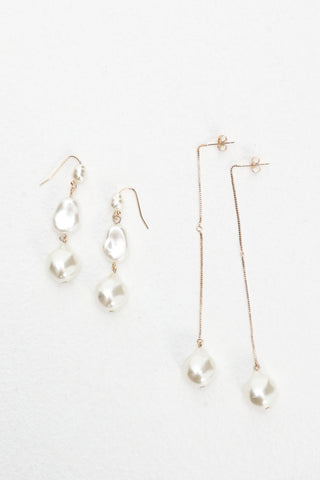 Ninette Faux Pearl Droplet Earrings Gold/Pearl