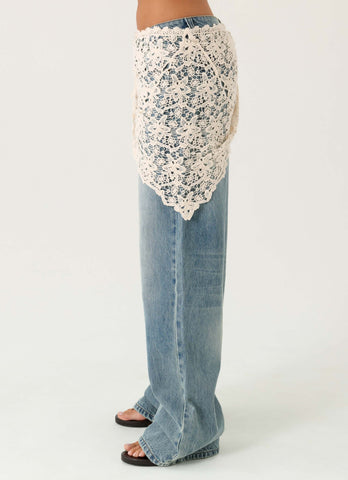 Elaris Scarf Low Rise Denim Jeans - True Denim