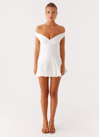Endless Romance Off Shoulder Mini Dress - White