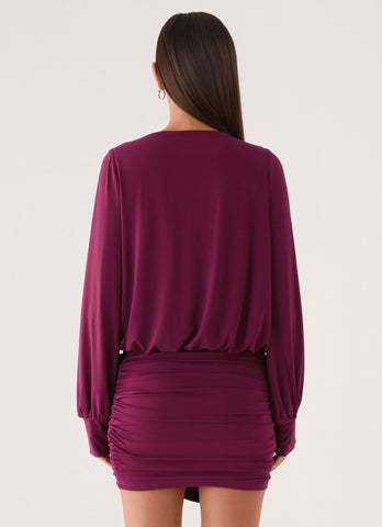 Ettah Wrap Mini Skirt - Plum