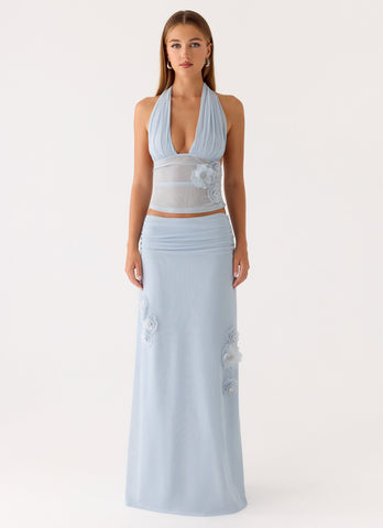 Fleur Power Maxi Skirt - Blue