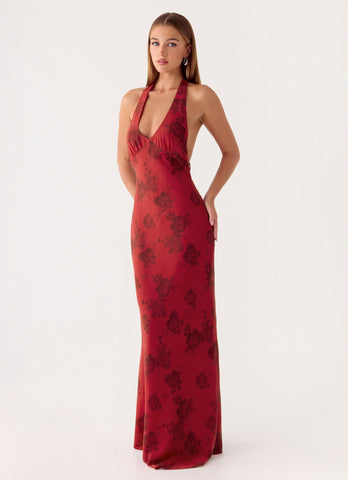 Freja Maxi Dress - Cherry Rose