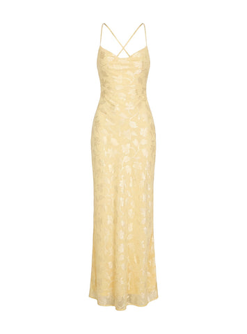Celena Maxi Dress Lemon Burnout