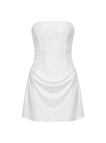 Jenevieve Strapless Drape Mini Dress White