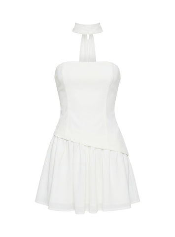 Odela Strapless Drop Waist Mini Dress White