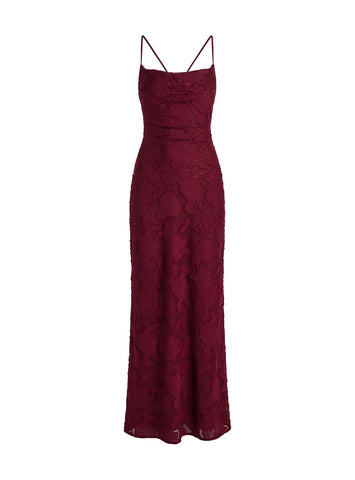 Celena Maxi Dress Burgundy Burnout
