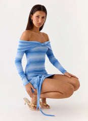 Gomez Bardot Knit Mini Dress - Cerulean