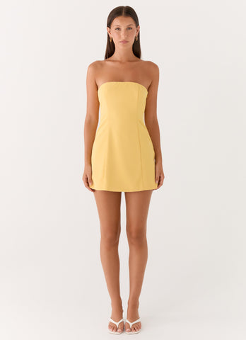 Honey Bow Mini Dress - Yellow