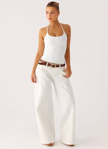 Johnny Low Rise Wide Leg Denim Jeans - White