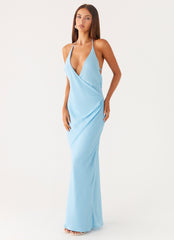 Just A Kiss Cowl Maxi Dress - Turquoise