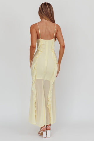 Frannie Vertical Ruffle Maxi Dress Lemon