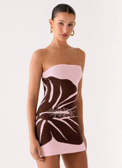 Kader Strapless Knit Mini Dress - Espresso Meadow