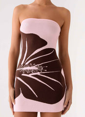 Kader Strapless Knit Mini Dress - Espresso Meadow