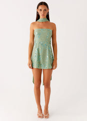 Kiesha Strapless Scarf Mini Dress - Mint