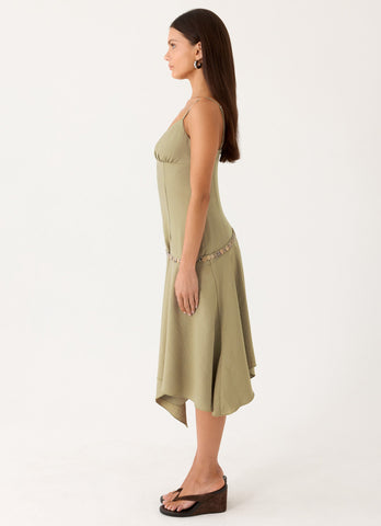 Lazure Midi Dress - Pale Olive