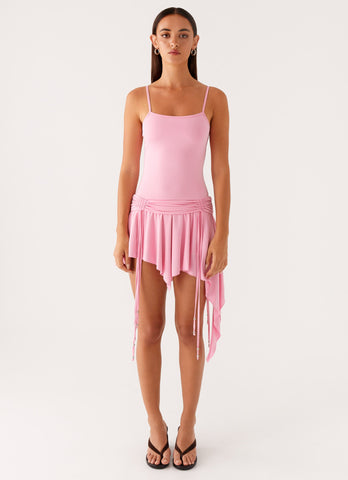 Lino Mini Dress - Baby Pink