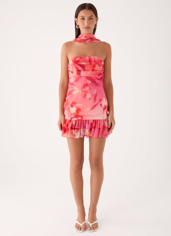 Manon Scarf Mini Dress - Sun Blushed Bloom