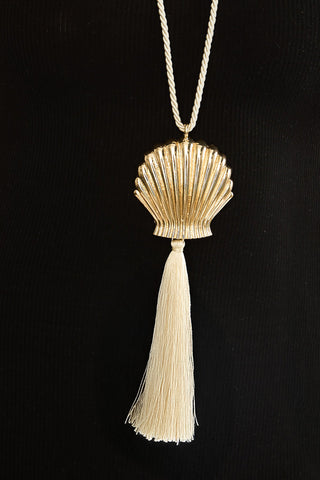 Fioren Shell Tassel Necklace Gold/Ivory