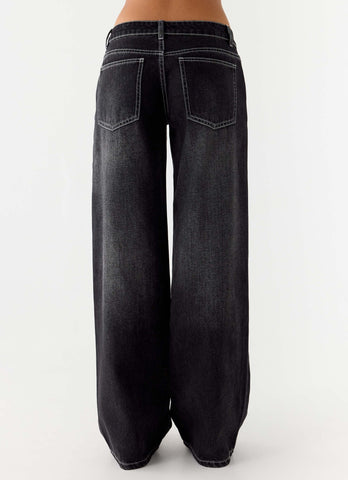 Nathan Super Low Rise Denim Jeans - Washed Black
