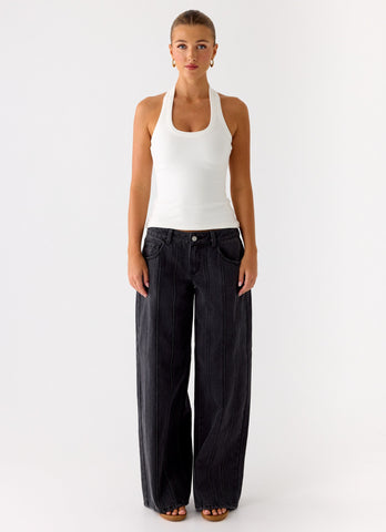 Nauton Ribbed Halter Top - White