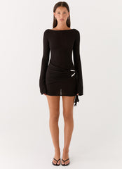 Niella Long Sleeve Wrap Mini Dress - Black
