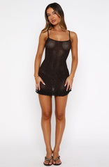 Keeping Me Awake Knit Mini Dress Chocolate