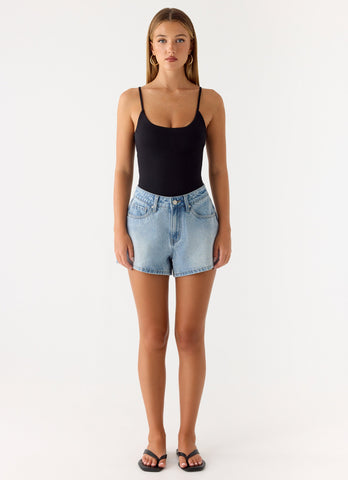 Owen A-Line Denim Shorts - Light Blue Wash