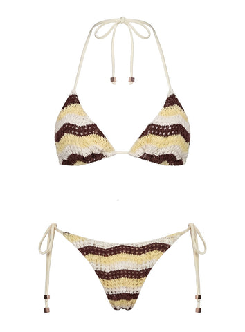 Passiona Triangle Bikini Top Yellow / Chocolate