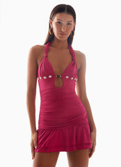 Payback Shell Trim Mini Dress - Fuchsia