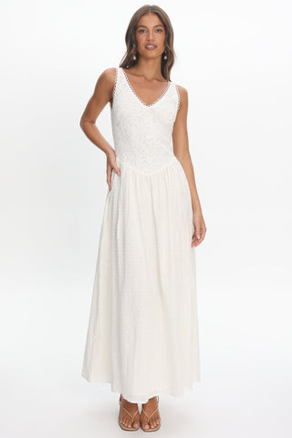 Siena Lace Bodice Maxi Dress White