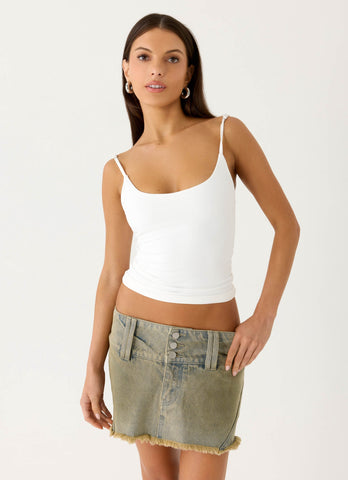 Roman Low Rise Denim Mini Skort - Vintage Tan Wash