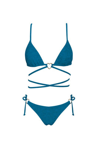 Summer Love Strappy Bikini Top Blue Shimmer