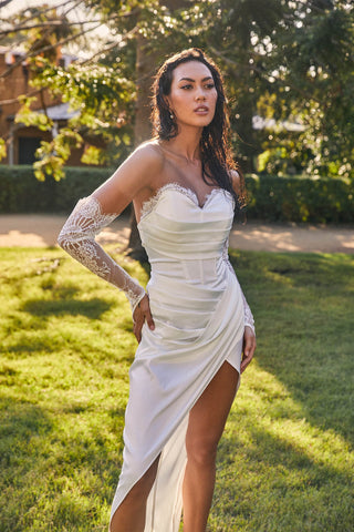 Shanice Lace Trim Sweetheart Midi Dress White