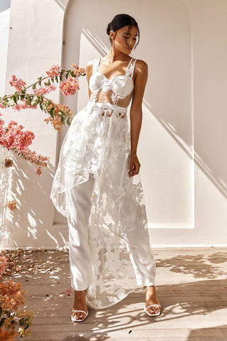 Moonlight Tango High-Low Mesh Top White